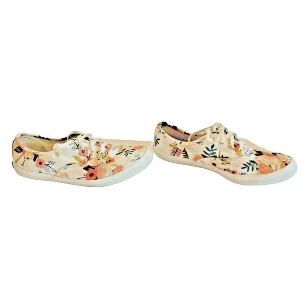 KEDS Rifle Paper Co Woman 6.5 Lively Floral Garden Print Canvas Lace Up Sneakers